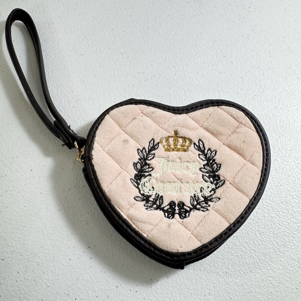 JUICY COUTURE‎ ROYAL COUTURE HEART ZIP AROUND  WALLET - Pink Clay/ Chocolate